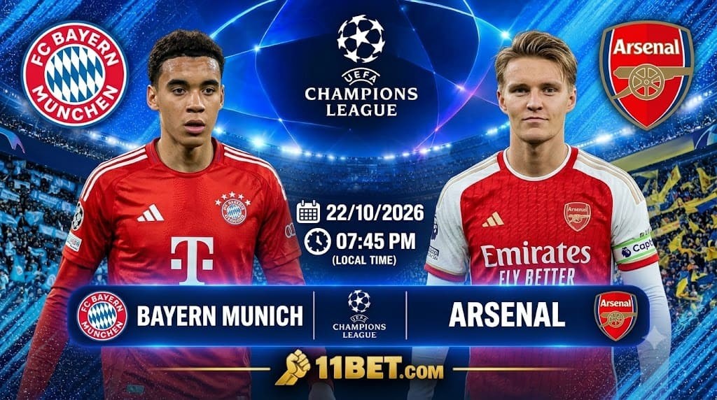 11BET Nhận định bóng đá Bayern Munich vs Arsenal lúc 02h00 ngày 22/10/2026